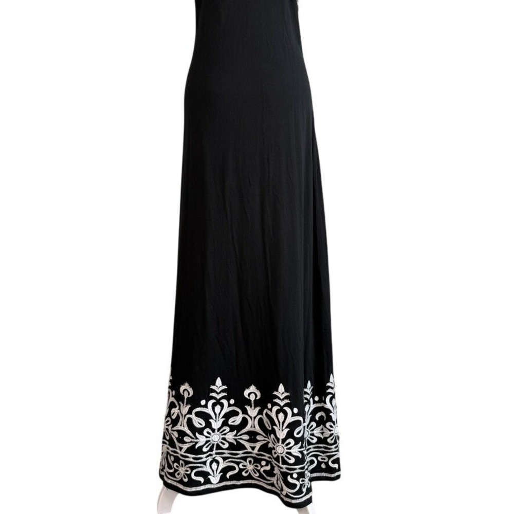 INC Intl Concepts Embroidered Boho Maxi Dress Large Resort Beaded Cotton Blend - Picture 6 of 8